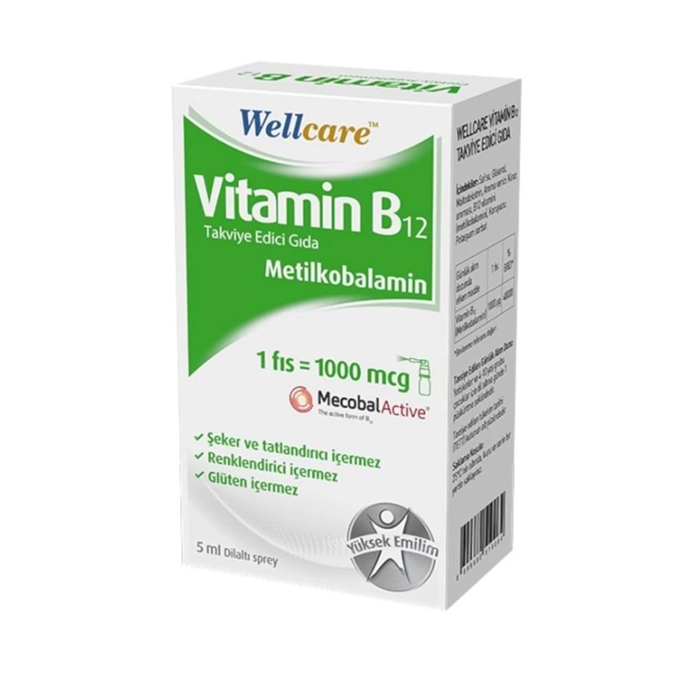 WELLCARE VİT B12 SPREY 1000 MCG 5 ML