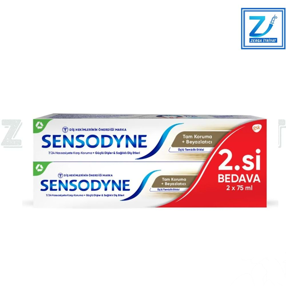 SENSODYNE TAM KORUMA+BEYAZLATICI DİŞ MACUNU 2*75 ML