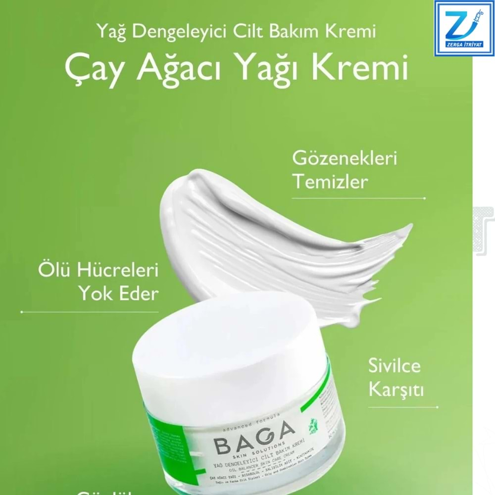 BAGA YAĞ ÇAY AĞACI YAĞI- DENGELEYİCİ CİLT BAKIM KREMİ 50 ML