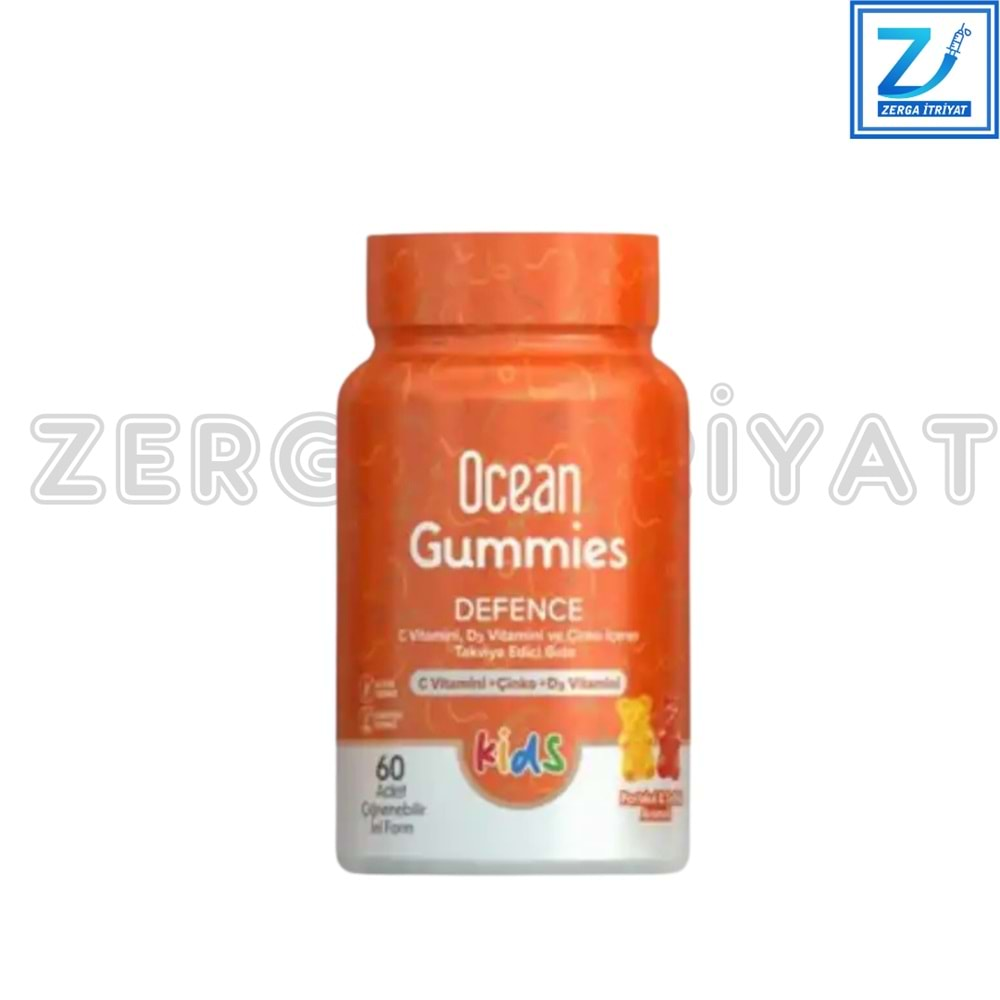 OCEAN GUMMİES DEFENCE VİT.C & ÇİNKO & VİT.D3 60 ÇİĞNENEBİLİR JEL FORM ( PORTAKAL AROMALI