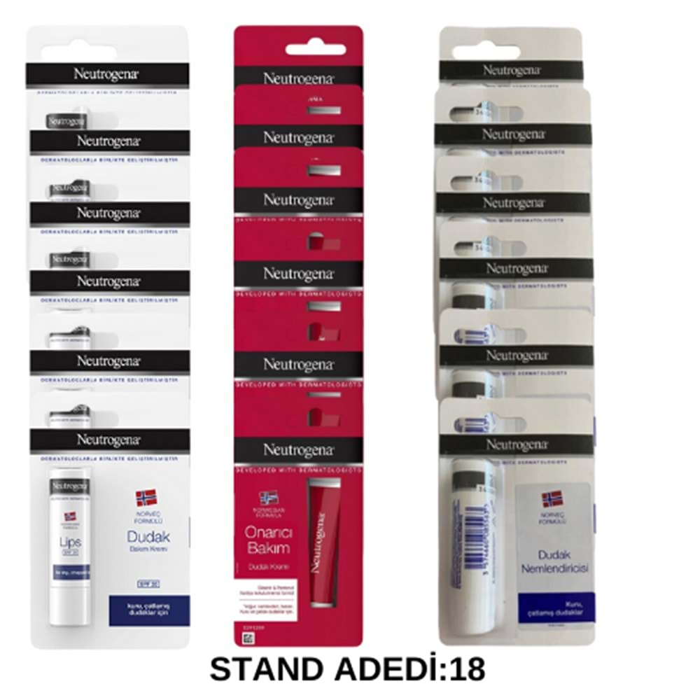 NEUTROGENA DUDAK BAKIM KREMİ KARMA STAND 18 Lİ