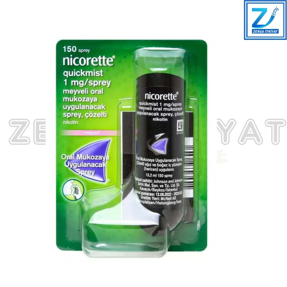 NİCORETTE NİKOTİN 1 MG MEYVELİ ORAL SPREY ( 13,2 ML, 150 SPREY)