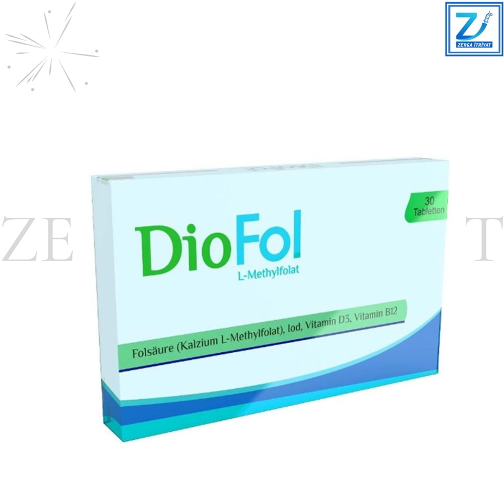 DİOFOL L-METHYLFOLAT FOLİK ASİT ASİT (KALSİYUM,İYOT,VİTAMİN D)