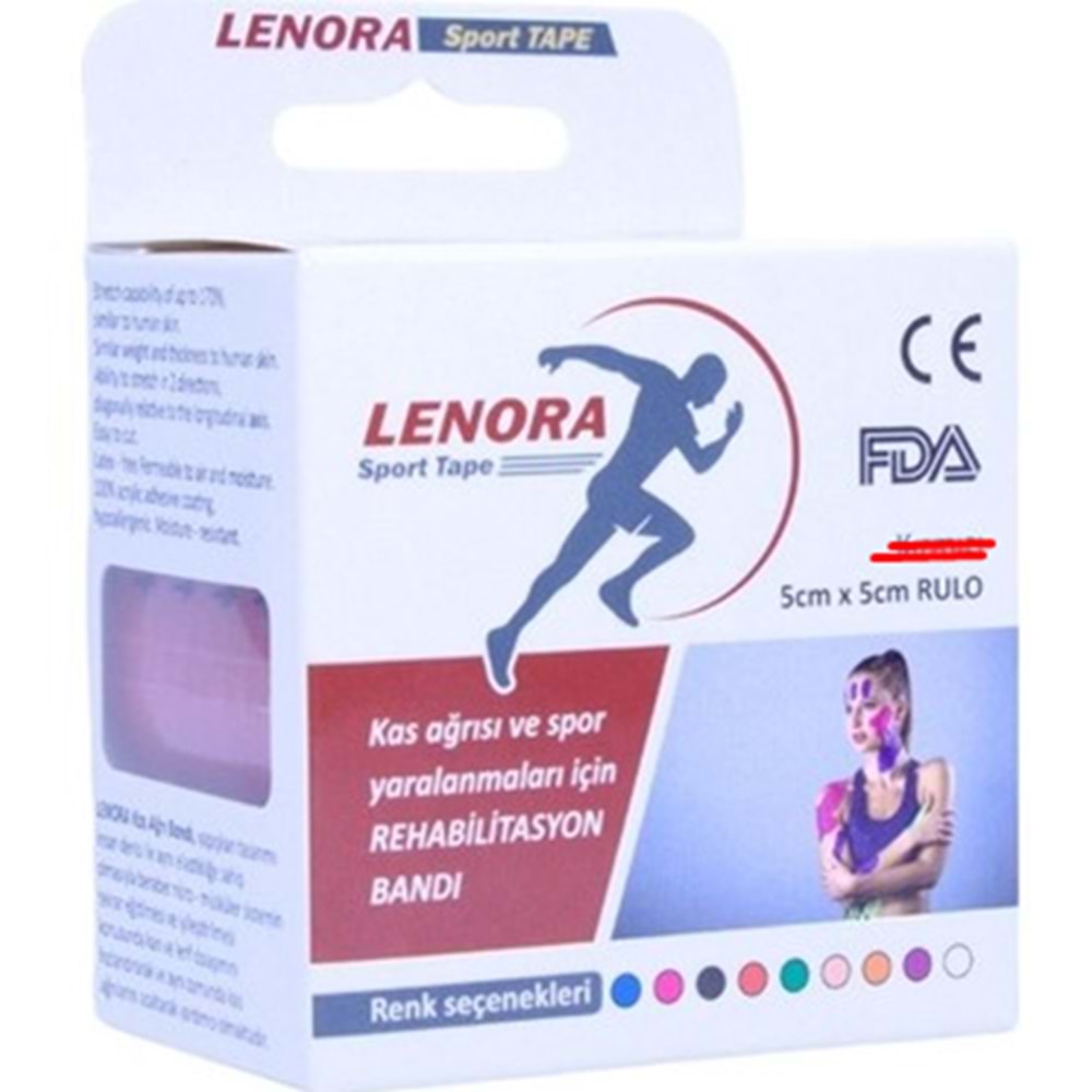 LENORA KİNESİYOLOJİ BANDI 5 CM X 5 M AĞRI BANDI ( MOR )