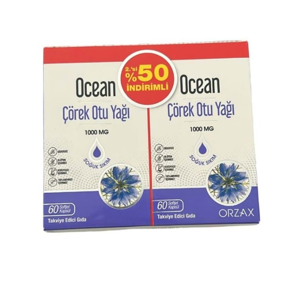 OCEAN ÇÖREK OTU YAĞI 1000 MG 60 KAPSÜL - 2.'Sİ %50 İNDİRİM
