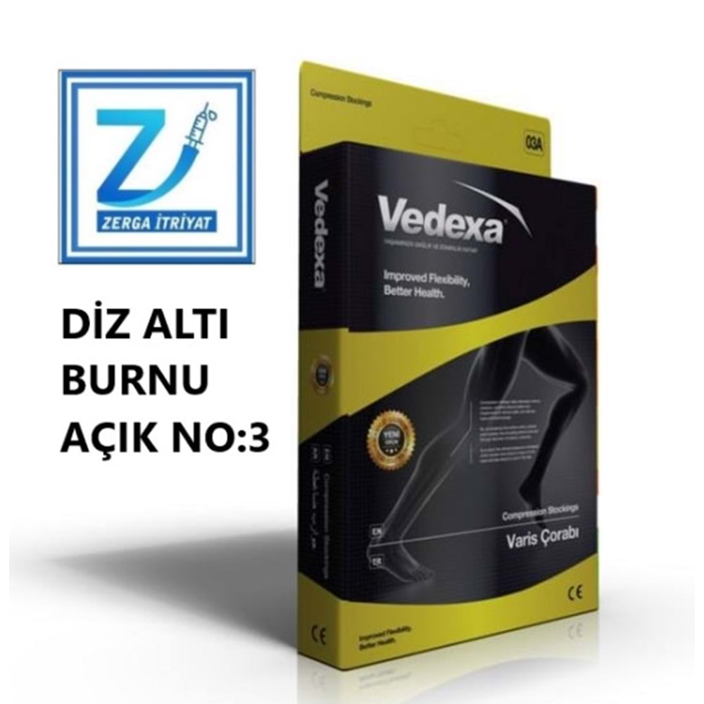 VEDEXA VARİS ÇORABI DİZ ALTI BURNU AÇIK NO:3