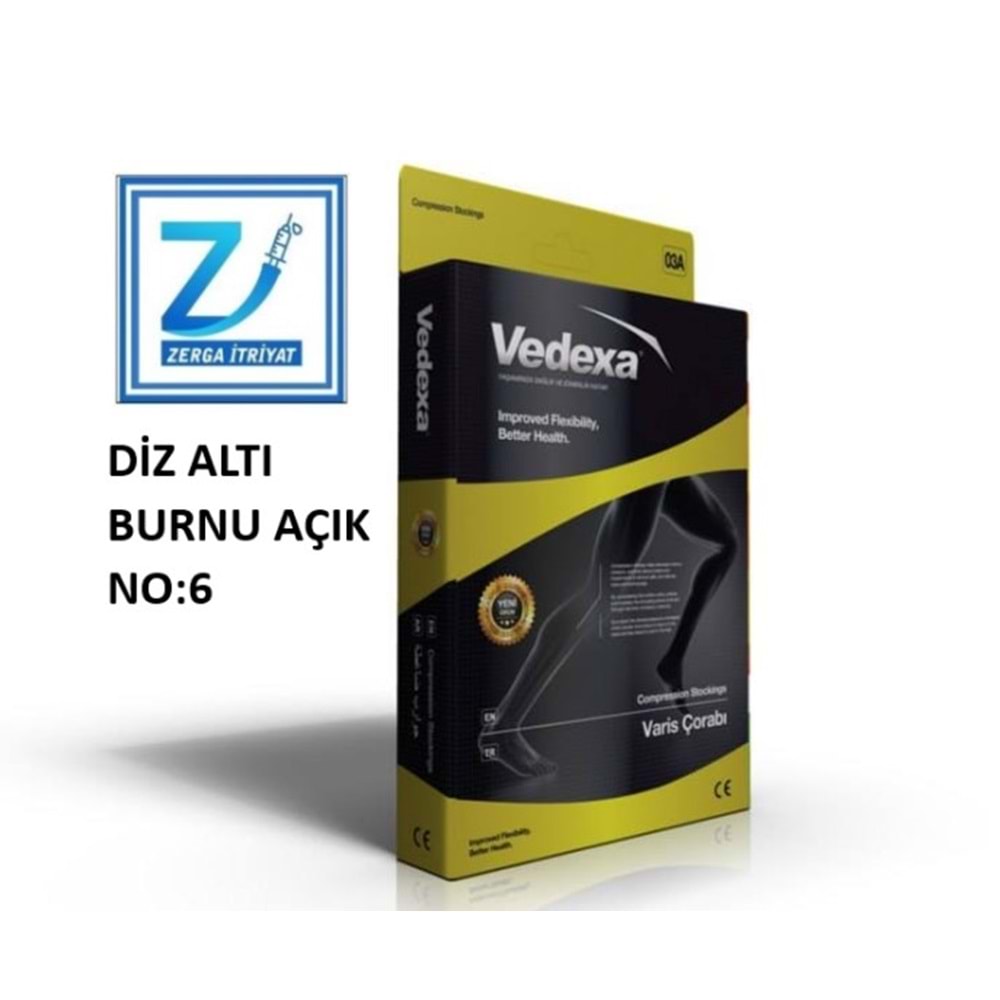 VEDEXA VARİS ÇORABI DİZ ALTI BURNU AÇIK NO:6
