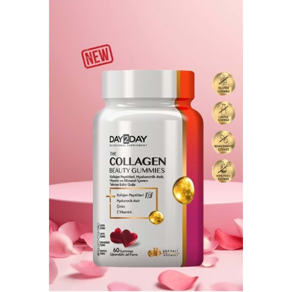 OCEAN DAY 2 DAY THE COLLAGEN ( KOLAJEN ) GUMMİES ÇİĞNENEBİLİR JEL FORM 60 TABLET ŞEFTALİ AROMALI