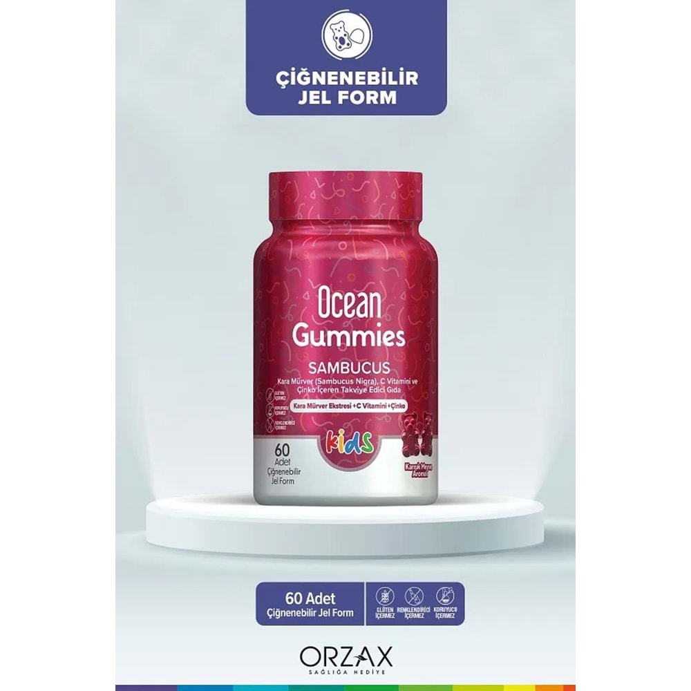 OCEAN GUMMİES SAMBUCUS 60 ADET ÇİĞNENEBİLİR JEL FORM