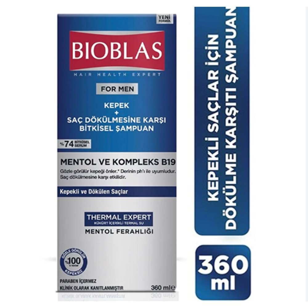 BİOBLAS THERMAL EXPERT MEN KEPEK VE SAÇ DÖKÜLMESİNE KARŞI ŞAMPUAN 360 ML