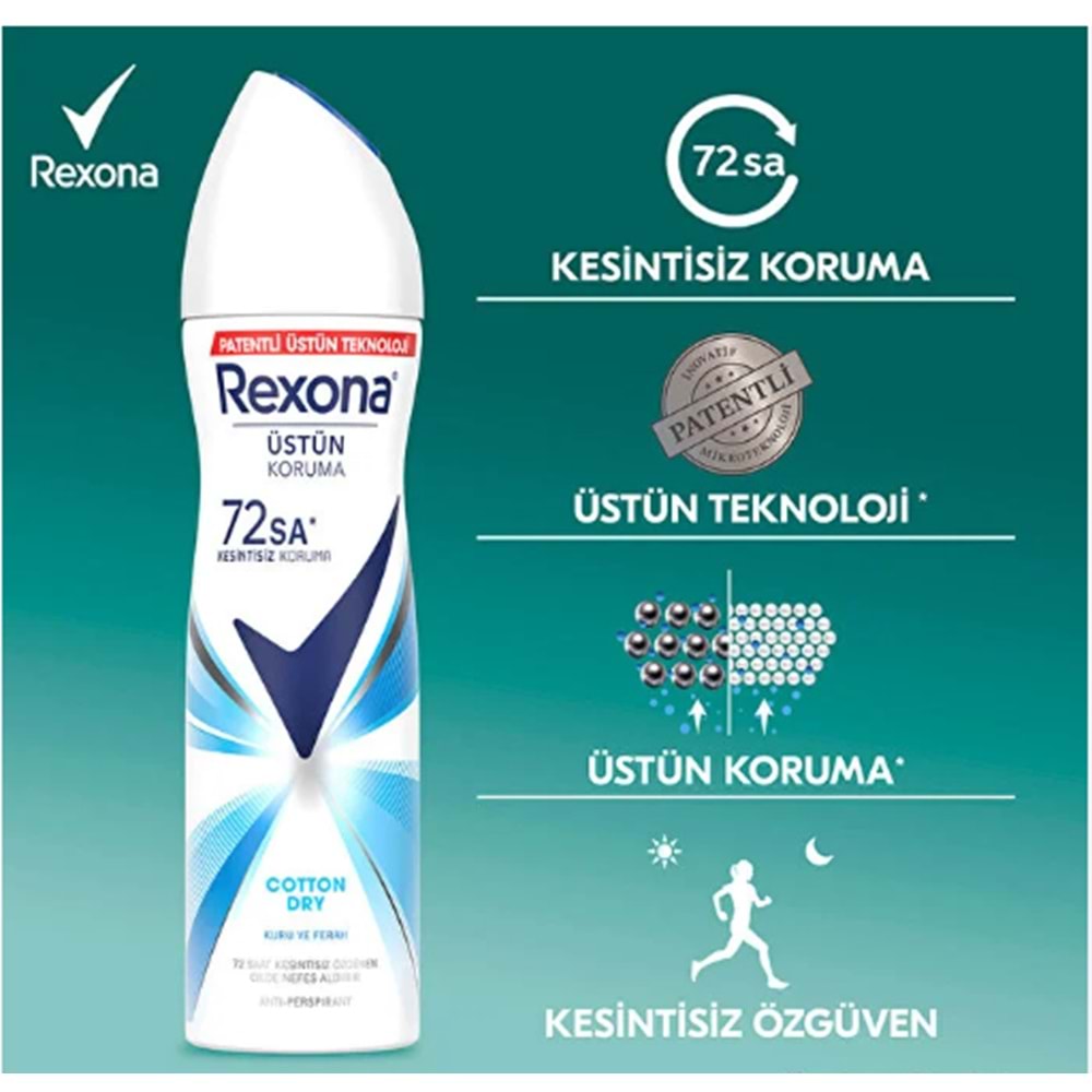 REXONA WOMEN SPREY DEODORANT COTTON DRY ANTİPERSPİRANT 150 ML