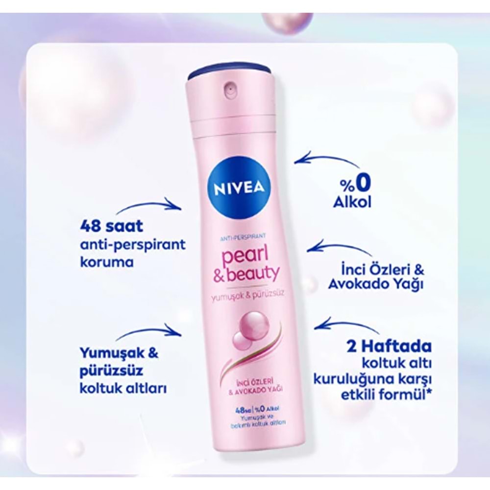 NİVEA PEARL & BEAUTY BAYAN DEODORANT 150 ML ( SPREY )