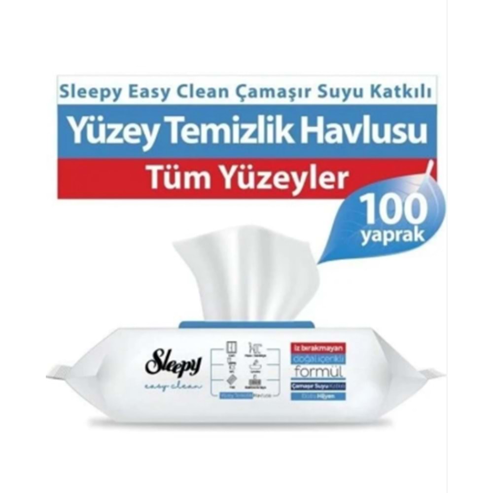 SLEEPY EASY CLEAN ÇAMAŞIR SUYU KATKILI YÜZEY TEMİZLEME HAVLUSU 100 LÜ