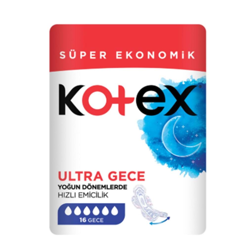 KOTEX SÜPER EKONOMİK ULTRA GECE HİJYENİK PED 16 LI