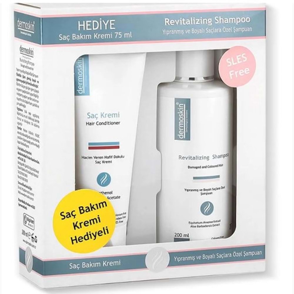 DERMOSKİN SAÇ BAKIM SETİ YIPRANMIŞ VE BOYALI SAÇLARA ÖZEL - ŞAMPUAN 200 ML + SAÇ KREMİ 75 ML