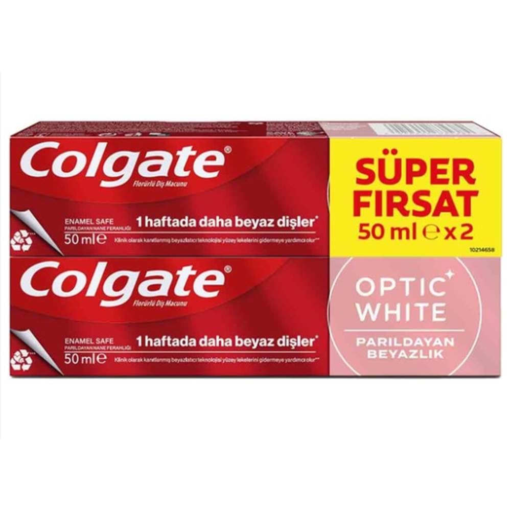 COLGATE OPTİK WHİTE DİŞ MACUNU 50 ML+50 ML 2 Lİ FIRSAT PAKETİ