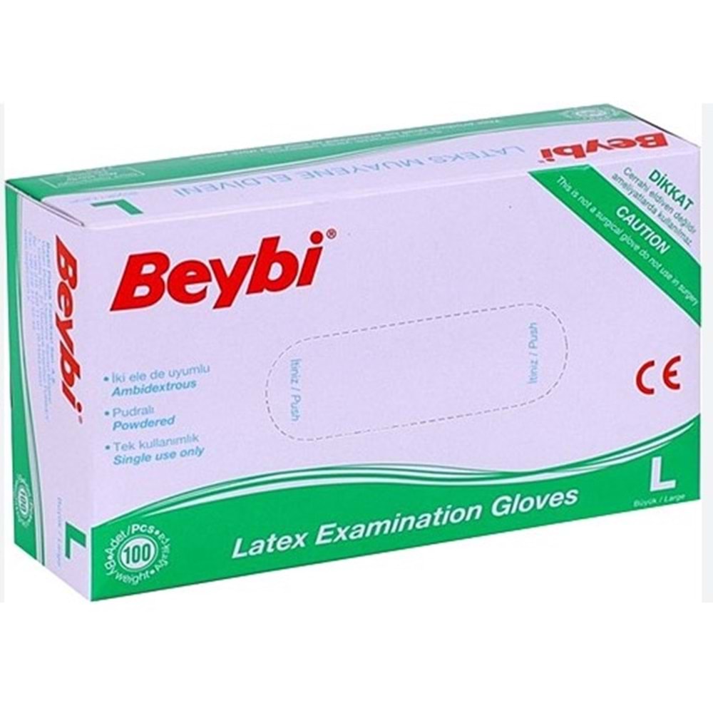 BEYBİ LATEKS MUAYENE ELDİVENİ PUDRALI LARGE 100'LÜ