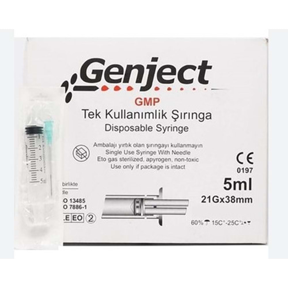 GENJECT ENJEKTÖR 5 CC 3 PARÇA YEŞİL ( 250 ADET )