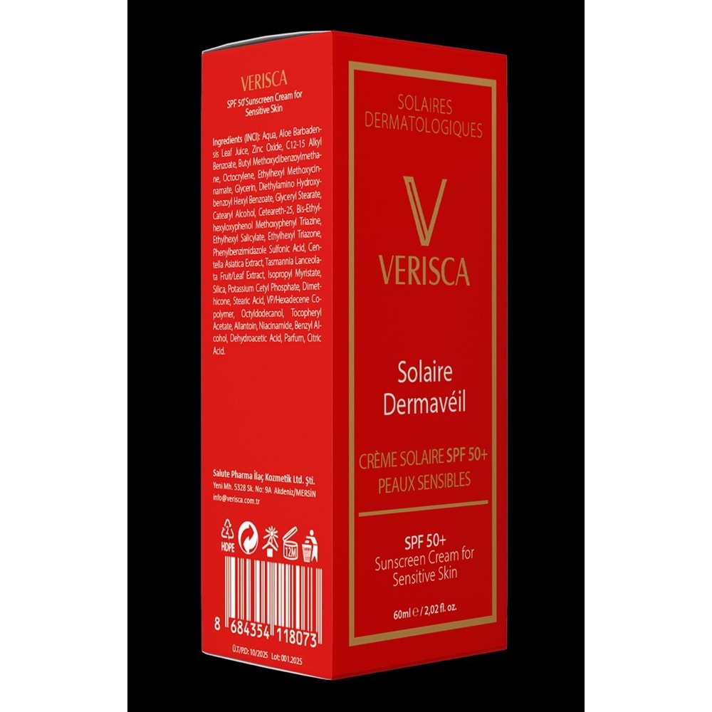 SALUTE VERİSCA SOLAIRE DERMAVEIL ( HASSAS CİLTLER İÇİN SPF 50 GÜNEŞ KORUYUCU KREM ) 60 ML