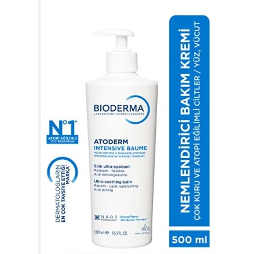 BİODERMA ATODERM İNTENSİVE BAUME ÇOK KURU ATOPİYE EĞİLİMLİ CİLTLER İÇİN NEMLENDİRİCİ KREM 500 ML