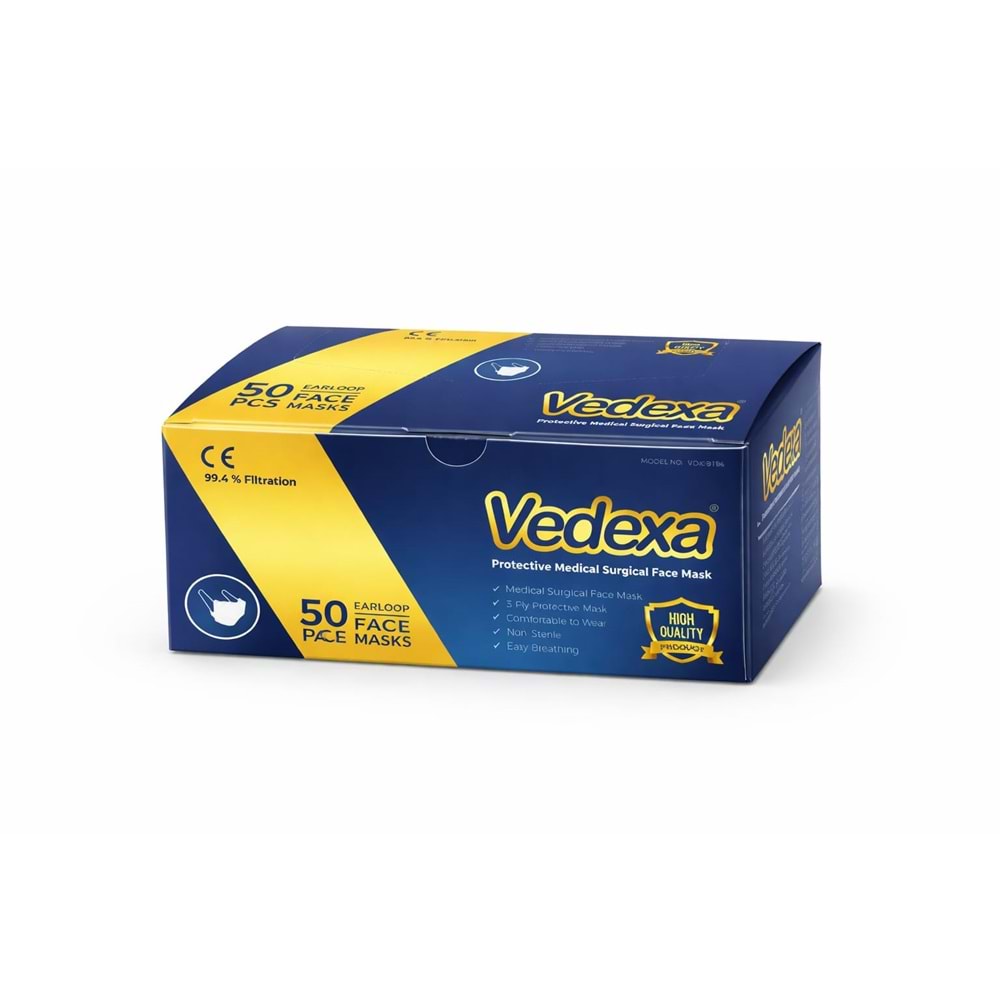 VEDEXA MASKE 3 KATLI BEYAZ MELTBLOWN 50 Lİ