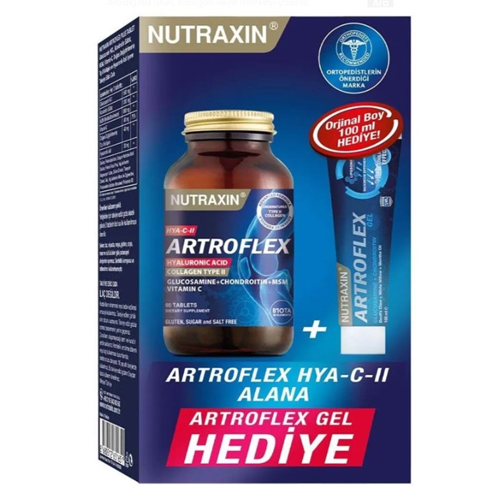 NUTRAXİN ARTROFLEX HYA-C-II 90 TABLET + EXTRA GEL 100 ML HEDİYELİ