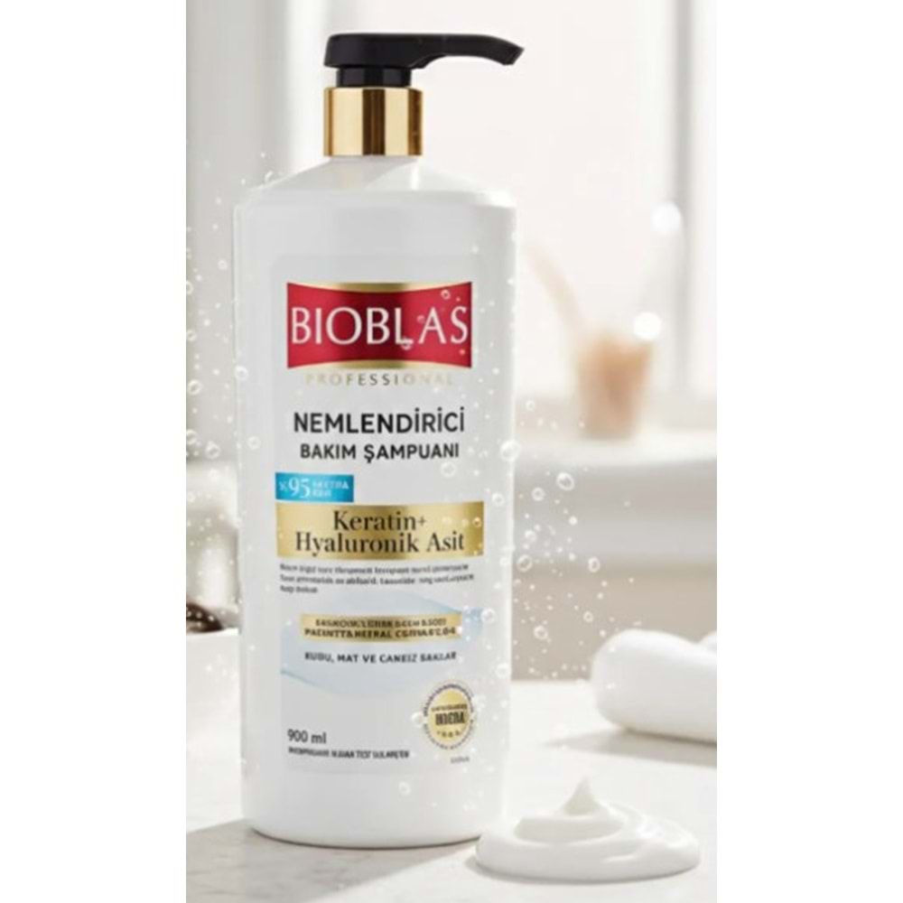 BİOBLAS NEMLENDİRİCİ BAKIM ŞAMPUANI KERATİN & HYALURONİK ASİT 900 ML