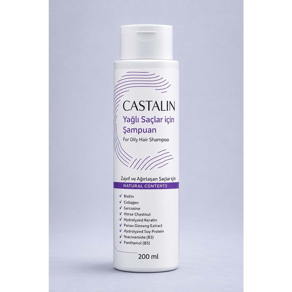 CASTALİN YAĞLI SAÇLAR İÇİN ŞAMPUAN 200 ML ( ZAYIF VE AĞIRLAŞAN SAÇLAR İÇİN )
