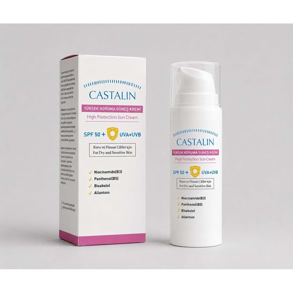 CASTALİN GÜNEŞ KREMİ SPF 50 + UVA + UVB 50 ML KURU VE HASSAS CİLTLER İÇİN
