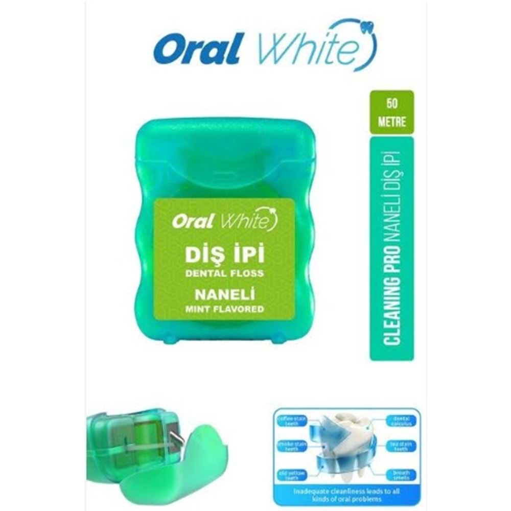 ORAL WHİTE CLEANİNG PRO NANELİ DİŞ İPİ 50 M