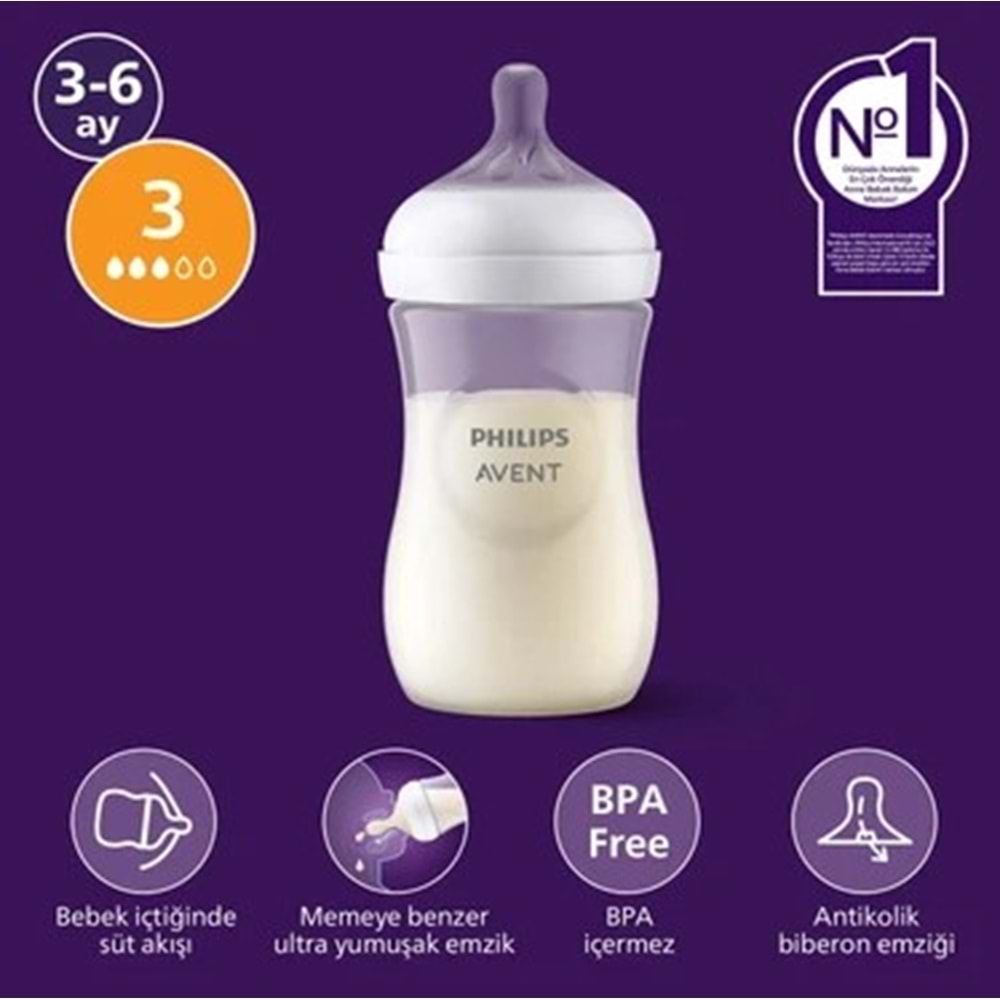 PHİLİPS AVENT DOĞAL TEPKİLİ PP BİBERON 1+ AY 260 ML