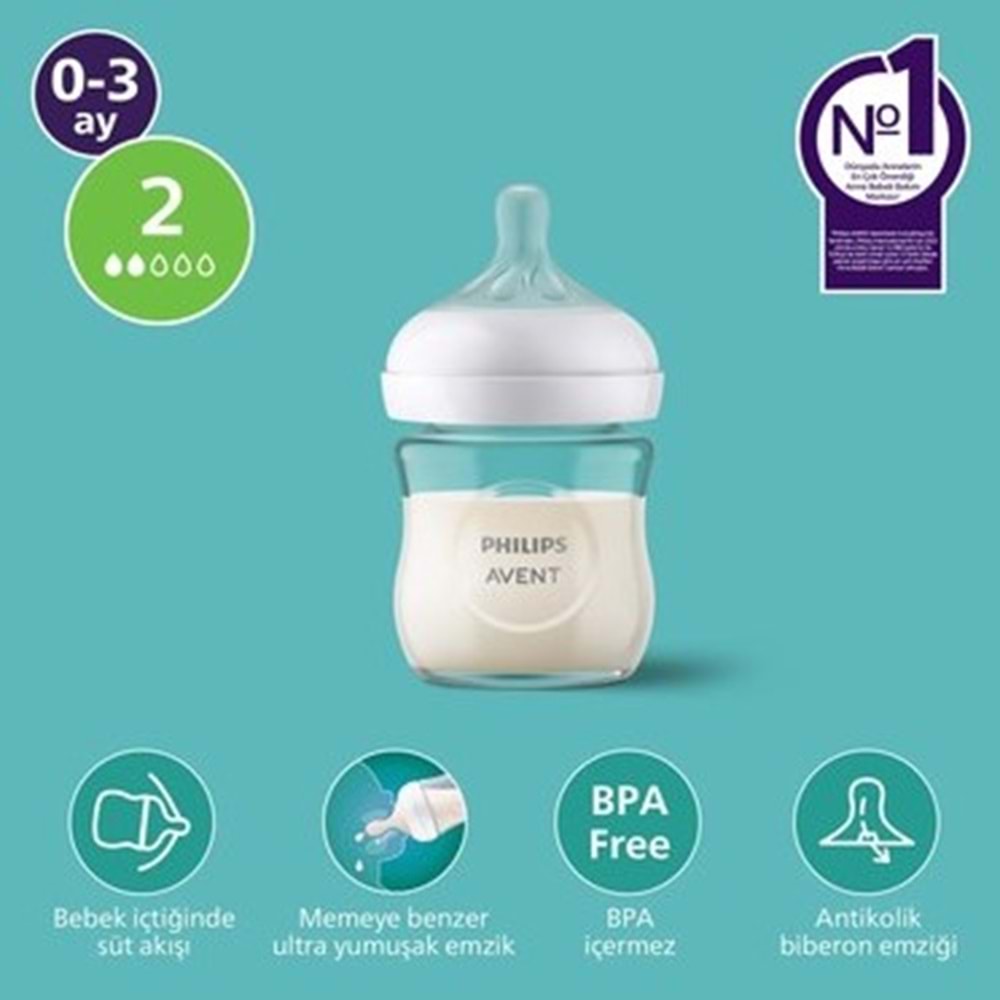PHİLİPS AVENT RESPONSE DOĞAL TEPKİLİ CAM BİBERON 0+ AY 120 ML