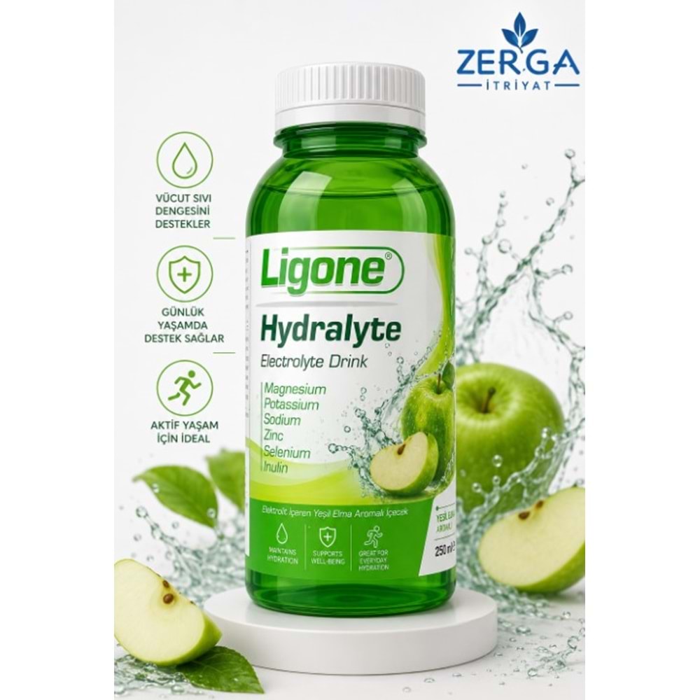 LİGONE HYDRALYTE YEŞİL ELMA AROMALI 250 ML ENERJİ İÇECEĞİ VE MAGNEZYUM