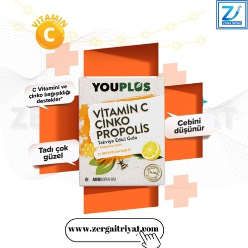 YOUPLUS VİTAMİN C ÇİNKO PROPOLİS 20 EFERVESAN TABLET