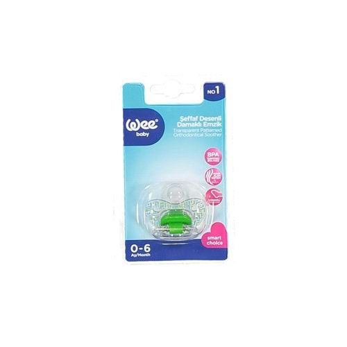 WEE BABY 0-6 AY ŞEFFAF DESENLİ DAMAKLI EMZİK NO 1 KOD: 836