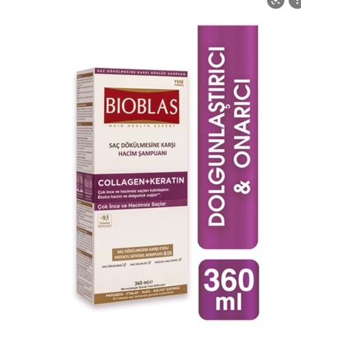 BIOBLAS ŞAMPUAN KOLAJEN+KERATİN 360 ML