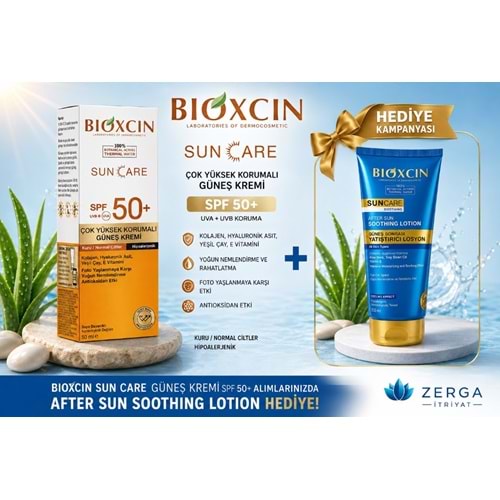 BİOXCİN GÜNEŞ KREMİ SUN CARE SPF50+ ( KURU / NORMAL CİLTLER İÇİN ) 50 ML + GÜNEŞ LOSYONU HEDİYE