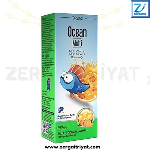 OCEAN MULTİ ŞURUP ( MULTİ VİTAMİN & MULTİ MİNERAL ) BALLI- PORTAKALLI 150 ML