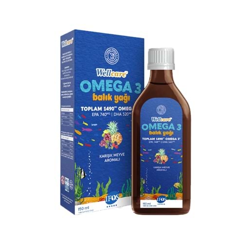 WELLCARE OMEGA 3 FİSH OİL KARIŞIK MEYVE AROMALI BALIK YAĞI 150 ML