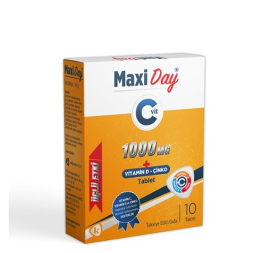 MAXİ DAY C 1000MG + VİTAMİN D - ÇİNKO TABLET 10 LU