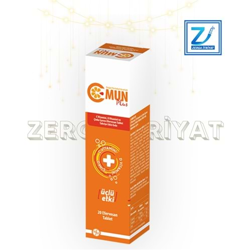 C MUN PLUS C VİTAMİN D VİTAMİNİ VE ÇİNKO EFERVESAN TABLET 20 Lİ ( REDOXON MUADİLİ )