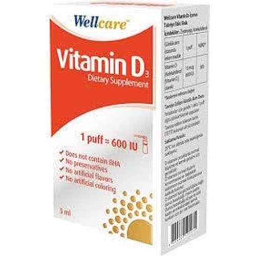 WELLCARE VİTAMİN D3 600 IU 5 ML