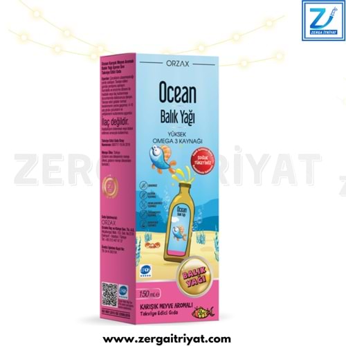 OCEAN TUTTİ FRUTTİ KARIŞIK MEYVE AROMALI BALIK YAĞI ŞURUP 150 ML