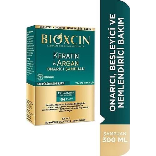 BİOXCİN KERATİN & ARGAN ONARICI ŞAMPUAN 300 ML ( TÜM SAÇ TİPLERİ İÇİN )