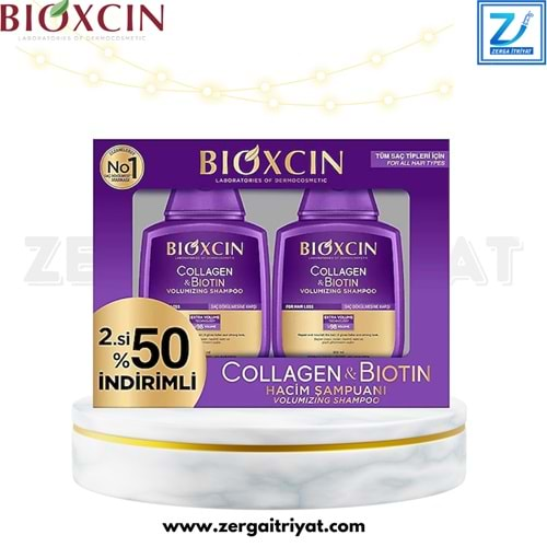 BİOXCİN COLLAGEN & BİOTİN HACİM ŞAMPUANI 300 ML 2. % 50 İNDİRİMLİ 2 Lİ PAKET