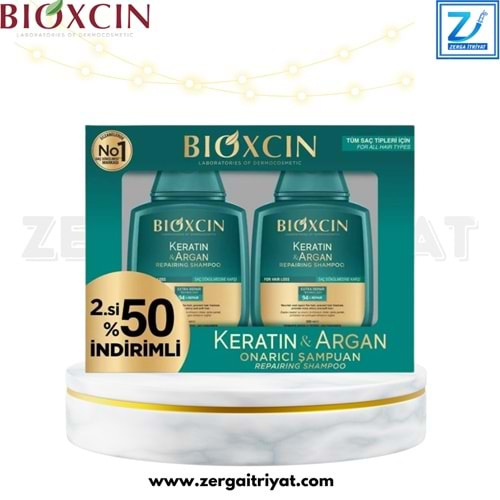 BİOXCİN KERATİN & ARGAN ONARICI ŞAMPUAN 300 ML 2. % 50 İNDİRİMLİ 2 Lİ PAKET