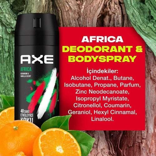 AXE SPREY DEODORANT AFRİCA 150 ML ( BAY )