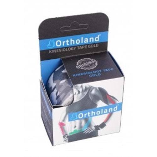 ORTHOLAND KİNESİO TAPE GOLD AĞRI BANDI 5 CM X 5 M - GRİ KAMUFLAJ