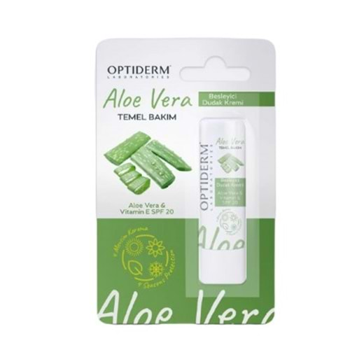 OPTİDERM LİP STİCK DUDAK KORUYUCU SPF20 E VİTAMİNLİ & ALOE VERA