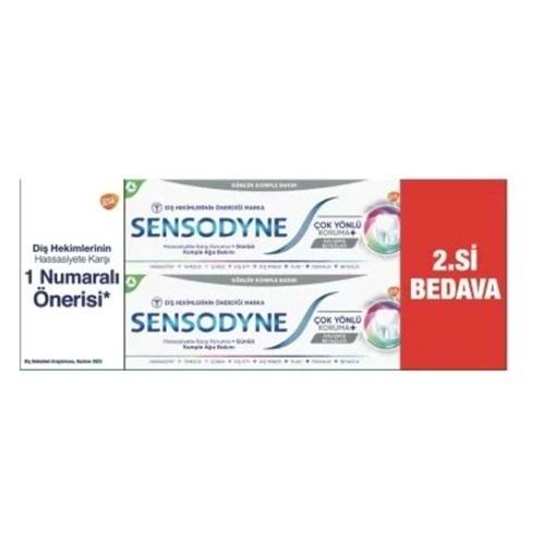 SENSODYNE ÇOK YÖNLÜ KORUMA GELİŞMİŞ BEYAZLIK DİŞ MACUNU 50 ML 2.Sİ BEDAVA